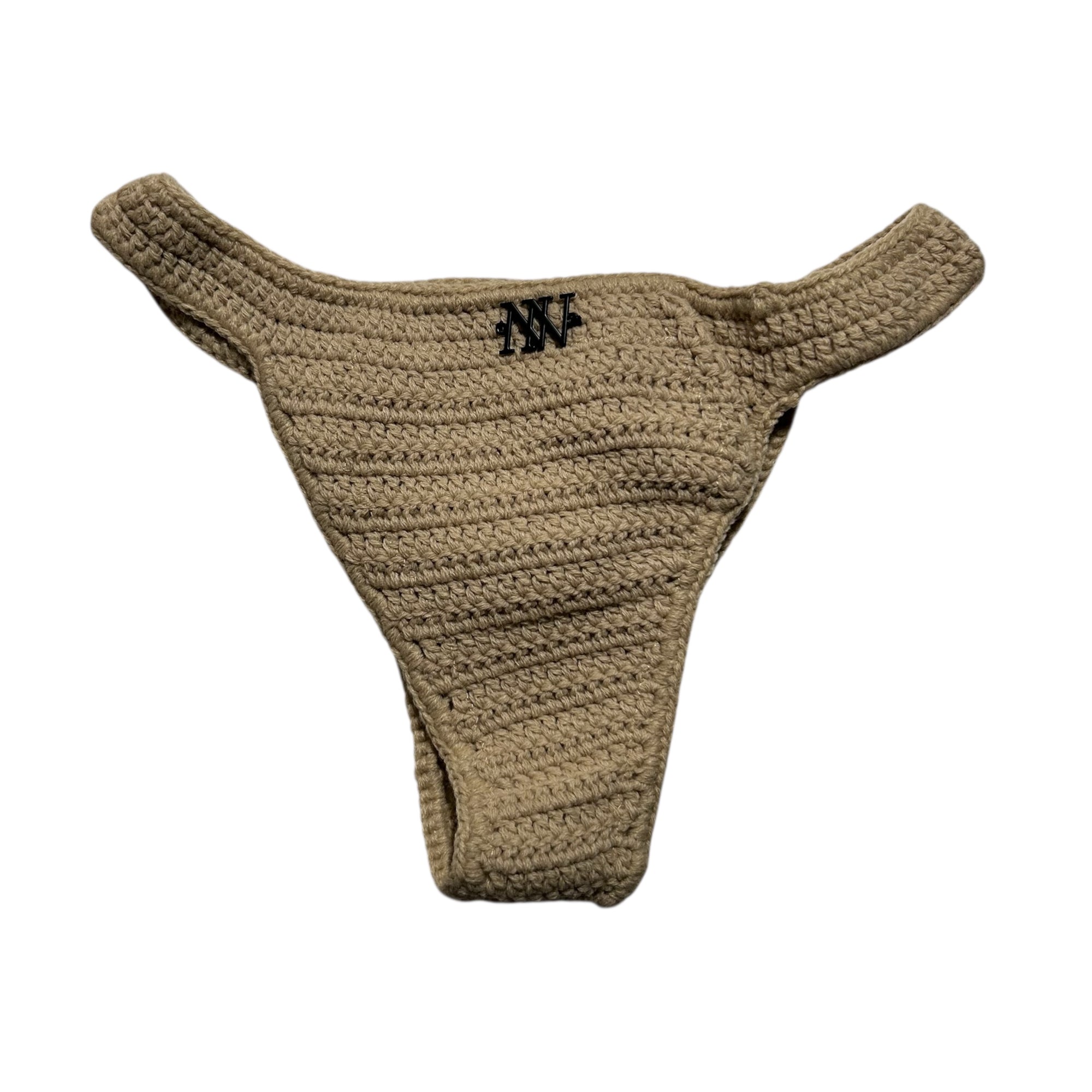 Beige Hipster Pull Up Crochet Bikini Bottom by Nikita Naomi