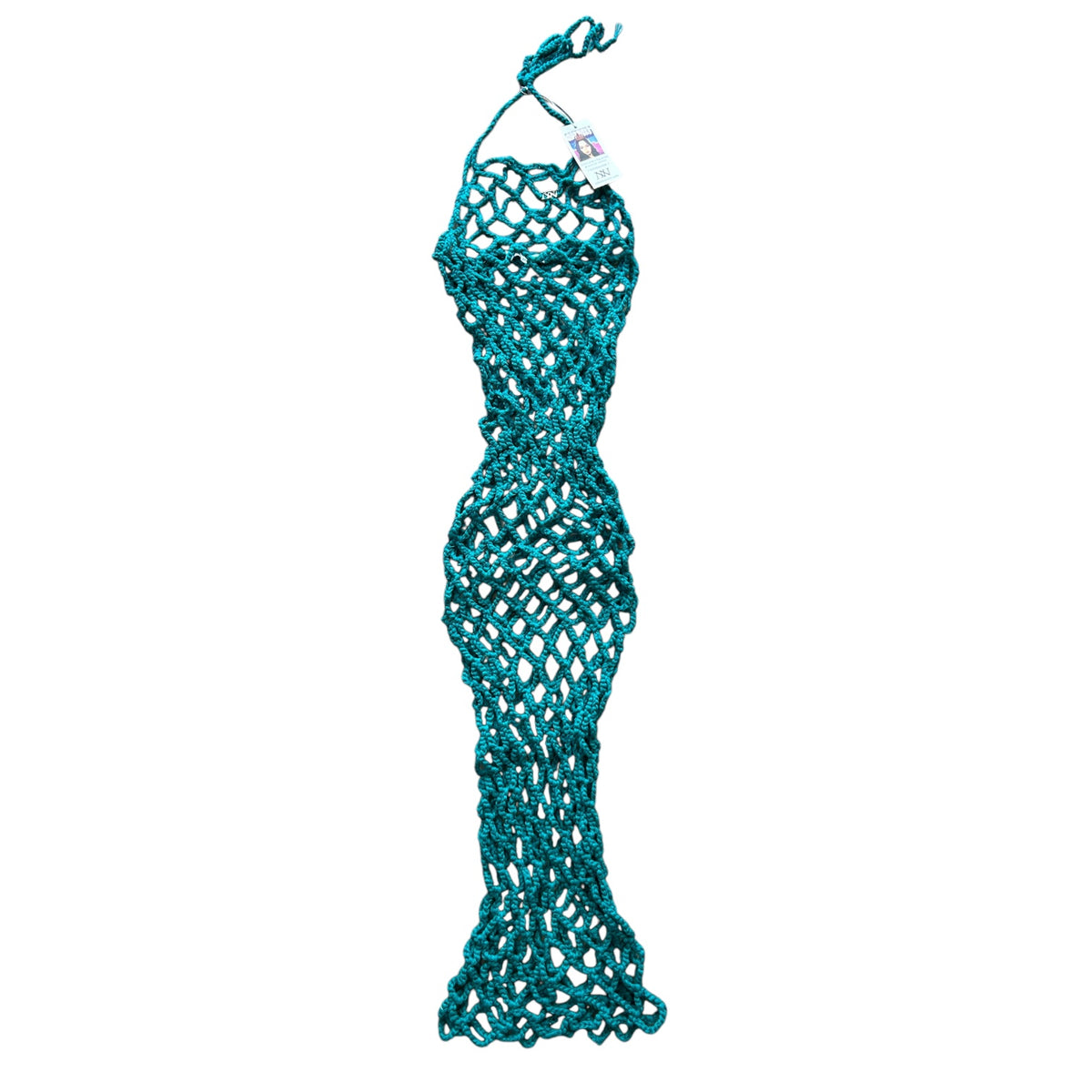 Teal Crochet Fishnet Beachwear Dress by Nikita Naomi