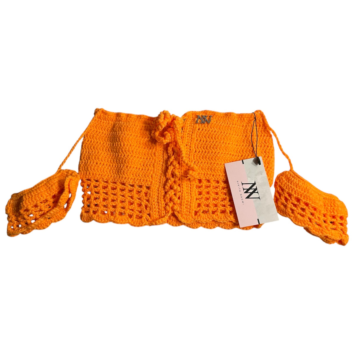 Orange Off the Shoulder Handmade Crochet Crop Top by Nikita Naomi