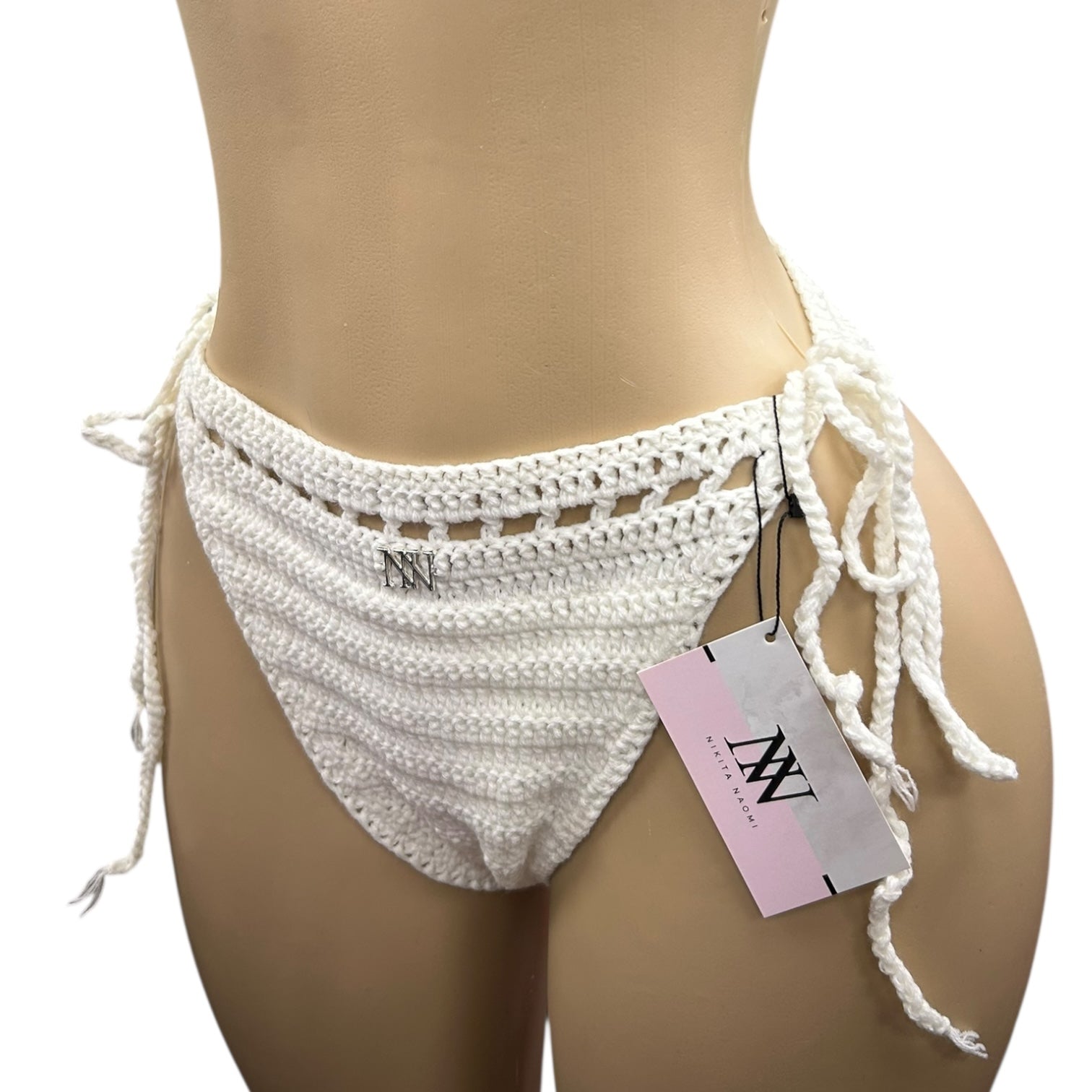 White Nova Crochet Bikini Bottom by Nikita Naomi
