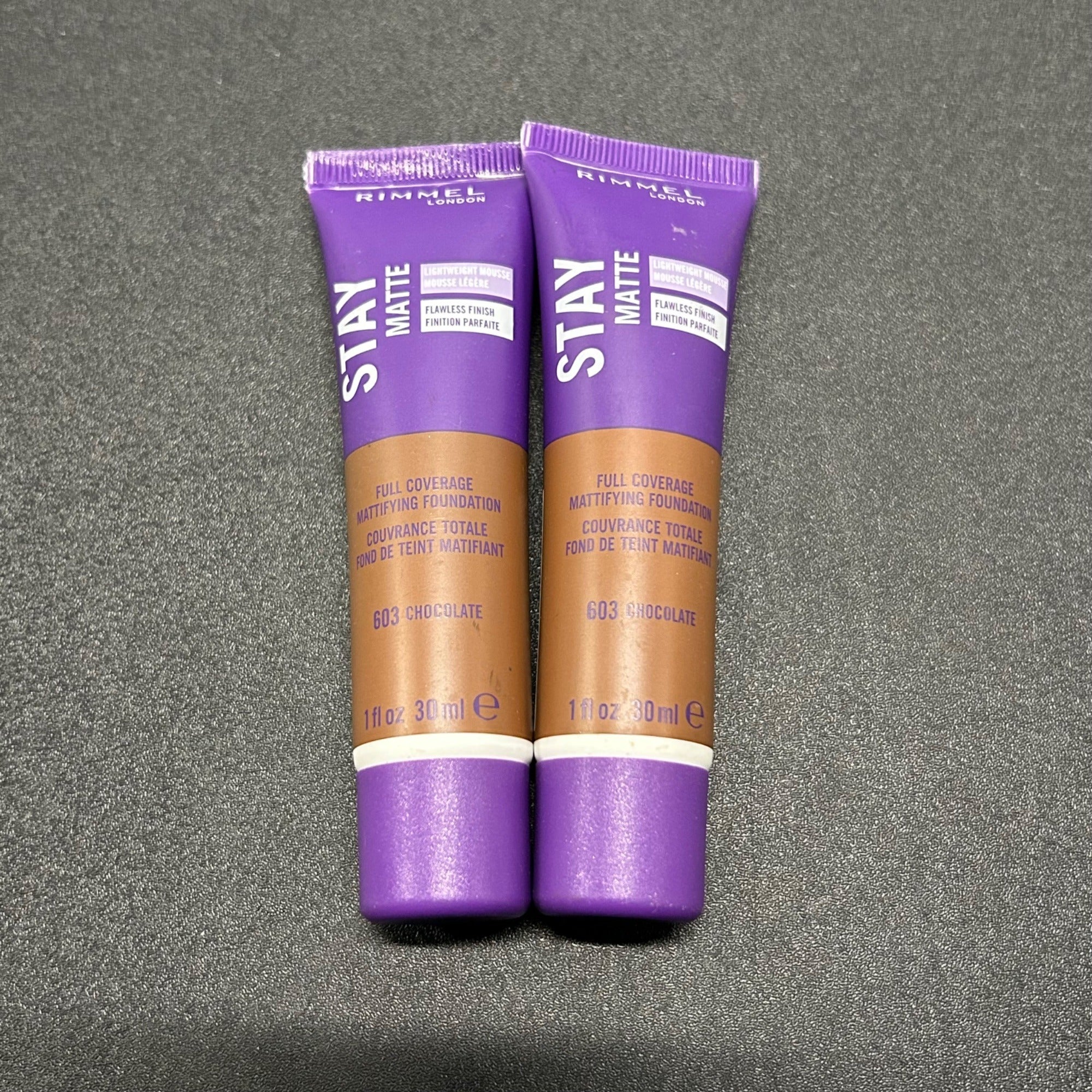 Rimmel London 2 PK Stay Matte Foundation 603 Chocolate Full Coverage 1 Fl Oz