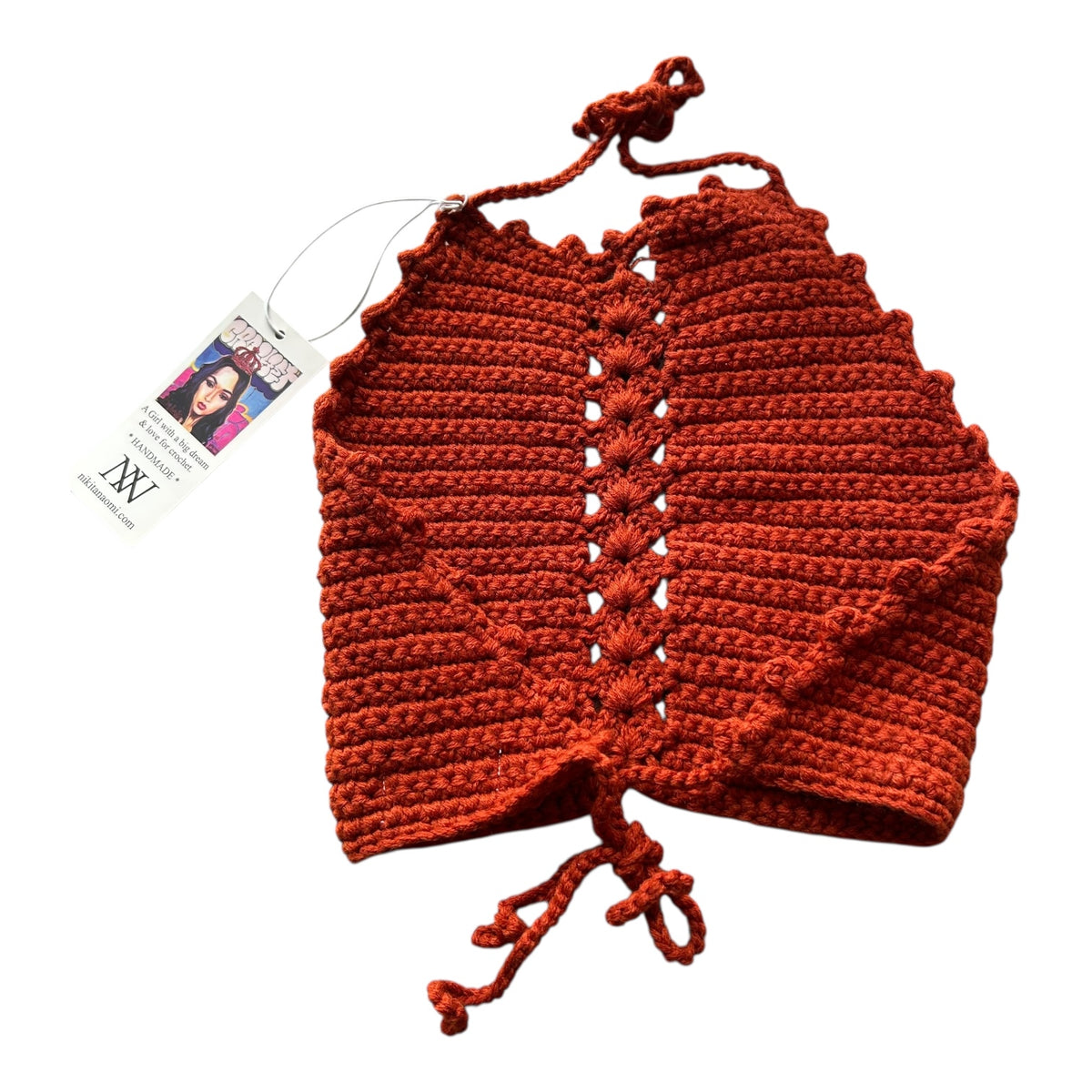 Copper Halter Crop Top Handmade Crochet by Nikita Naomi