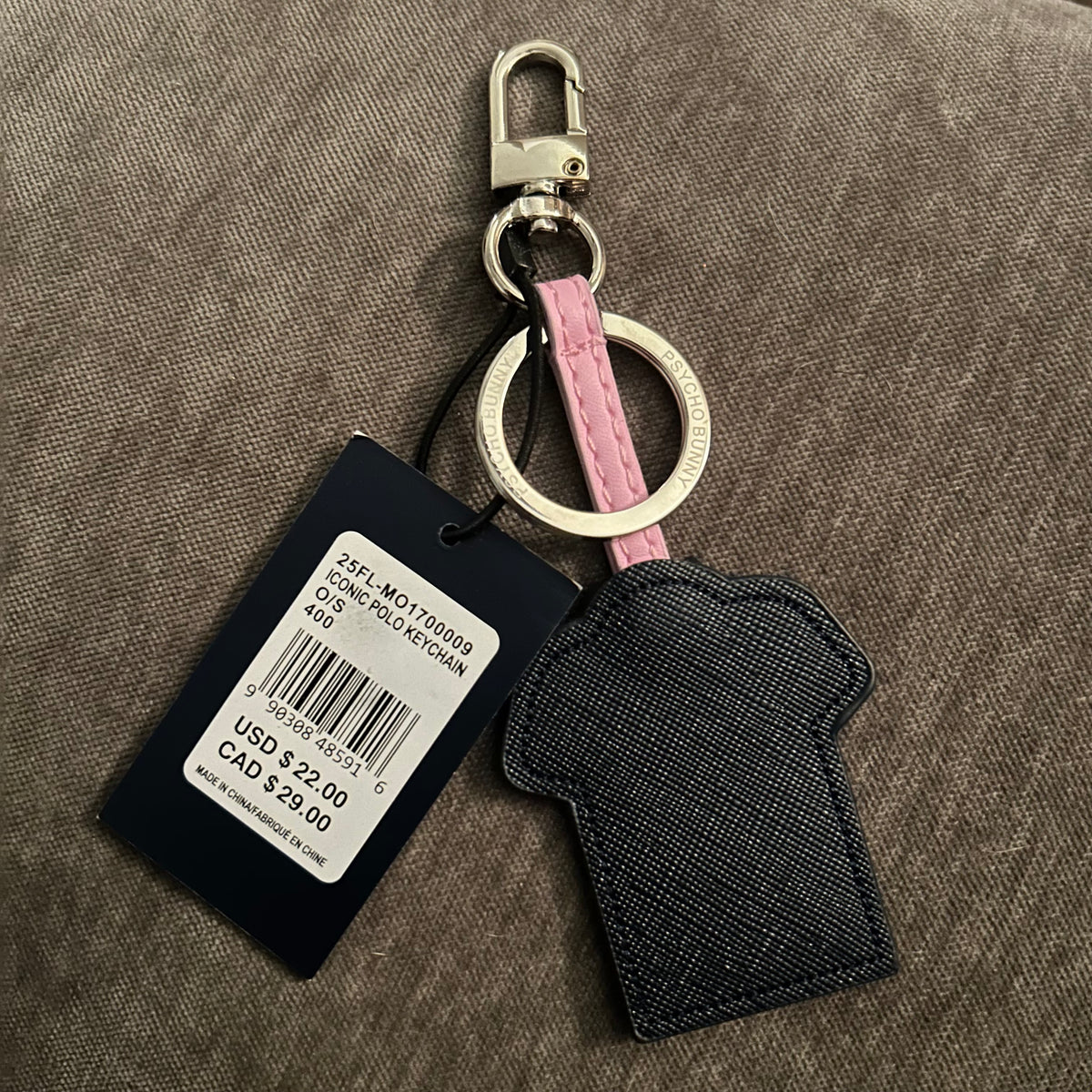 Psycho Bunny Iconic Polo Keychain with Pink Strap
