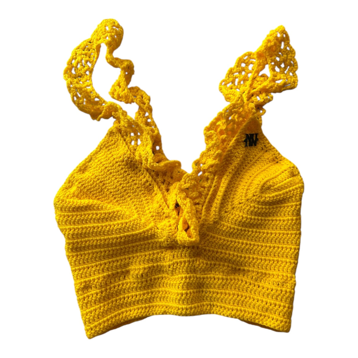 Yellow Ocean Crest Crochet Bralette Top by Nikita Naomi