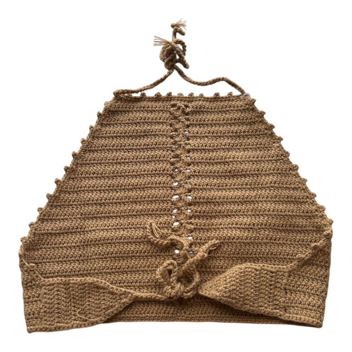 Tan Halter Crochet Crop Top by Nikita Naomi