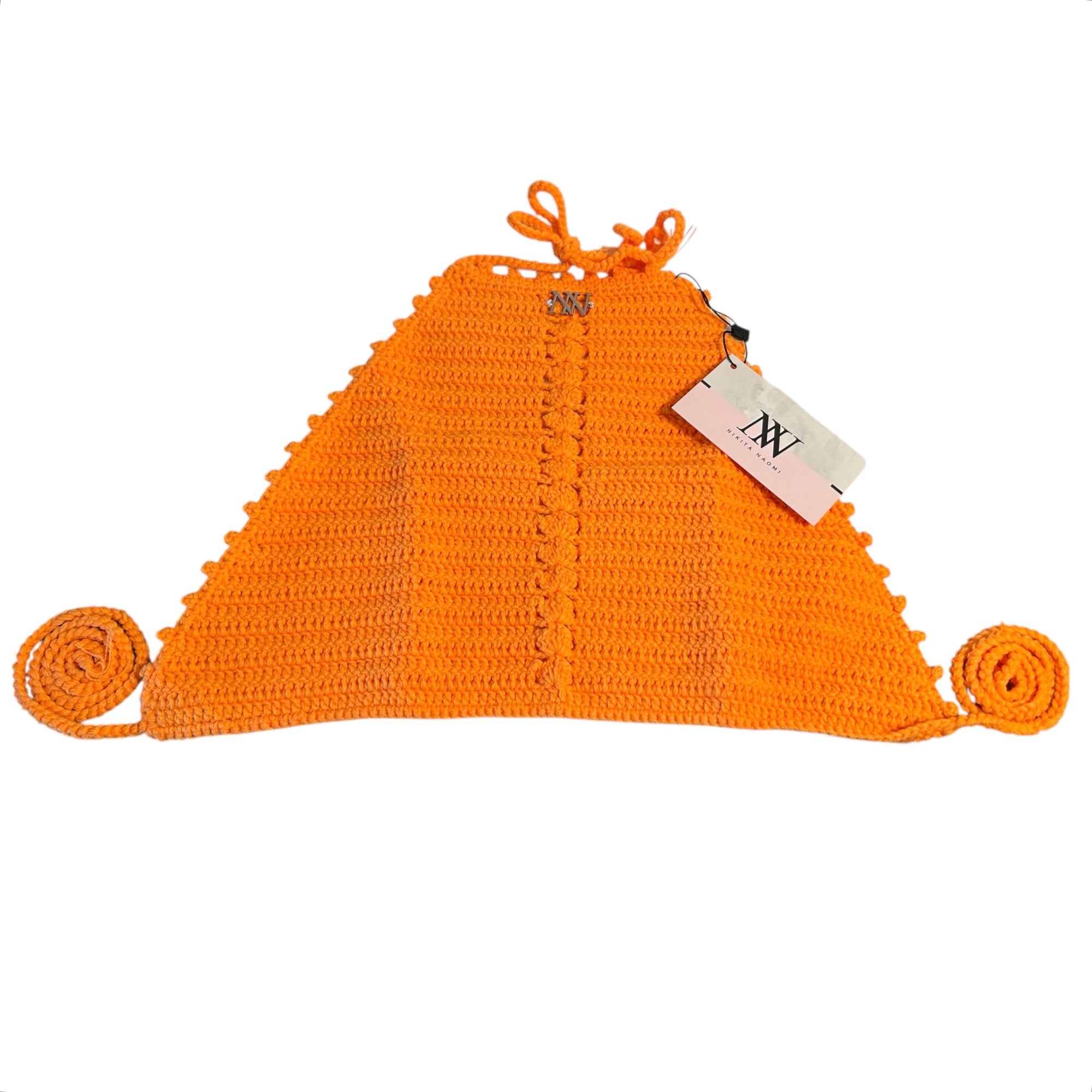 Orange Halter Crop Top Handmade Crochet by Nikita Naomi