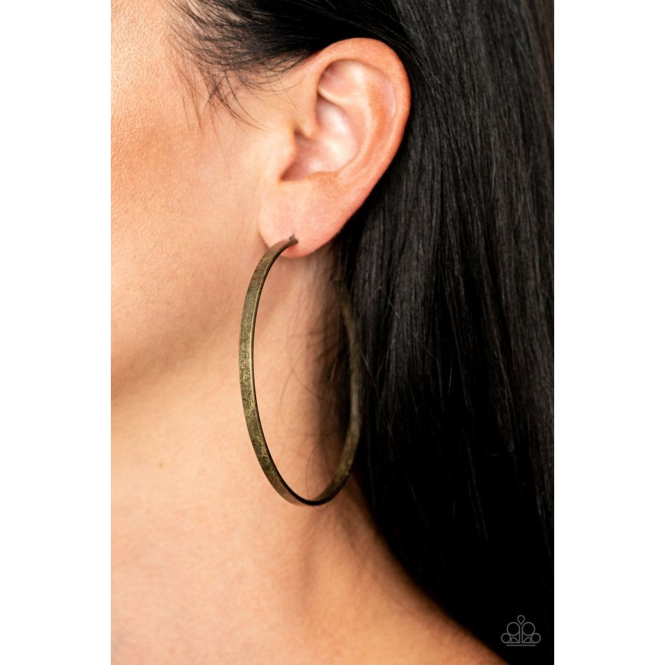 Lean Into The Curves Brass Hoop Earrings by Paparazzi