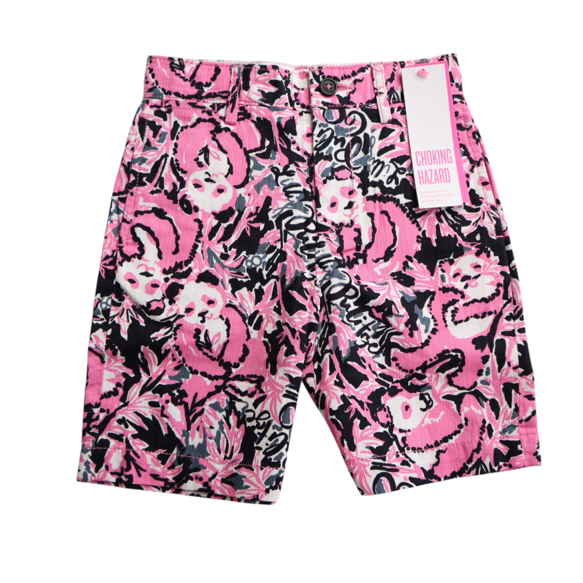 Lilly Pulitzer "Hangin with my Boo" Hibiscus Pink Boys Beaumonth Shorts Size 2 NWT