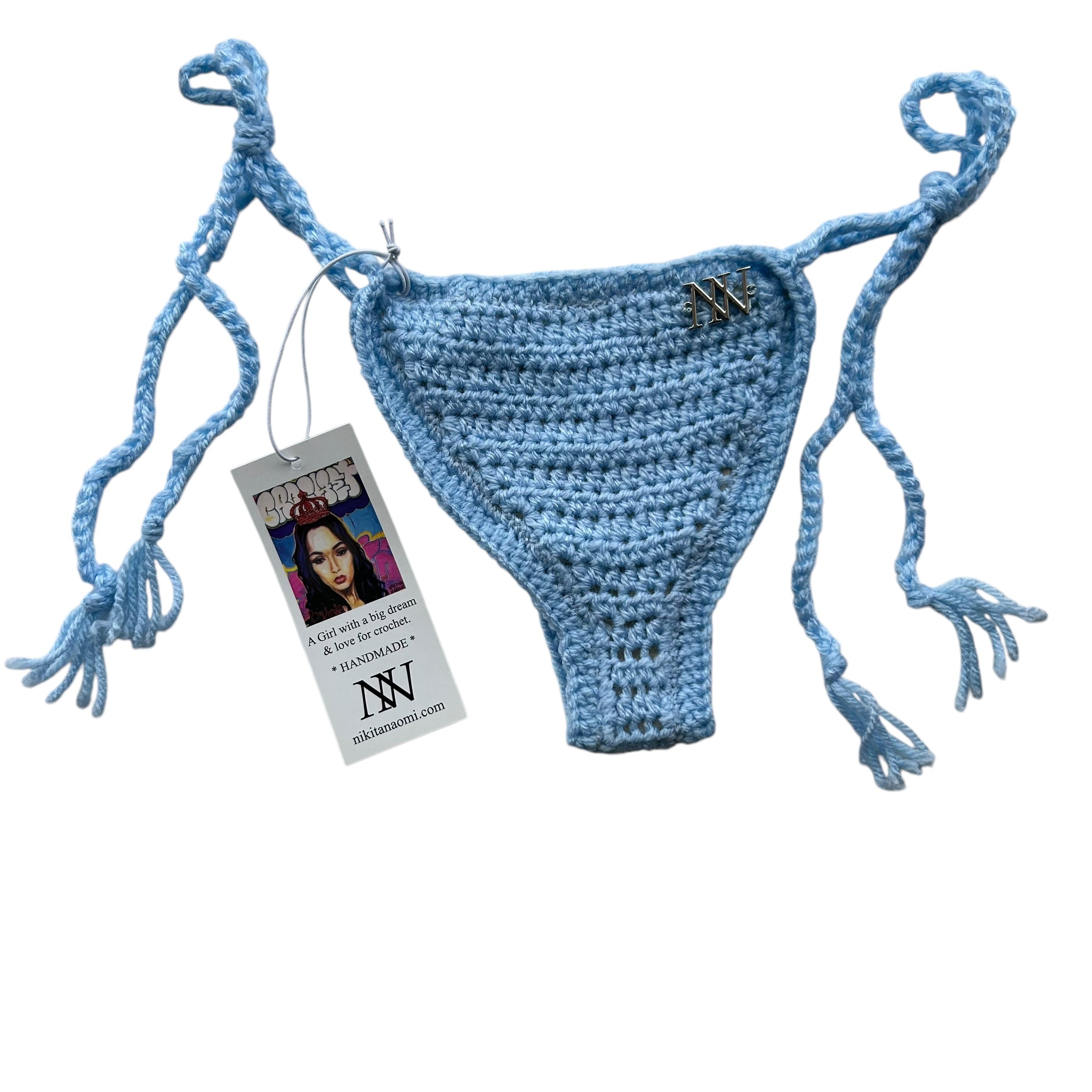Sky Blue Thong Crochet Bikini Bottom by Nikita Naomi