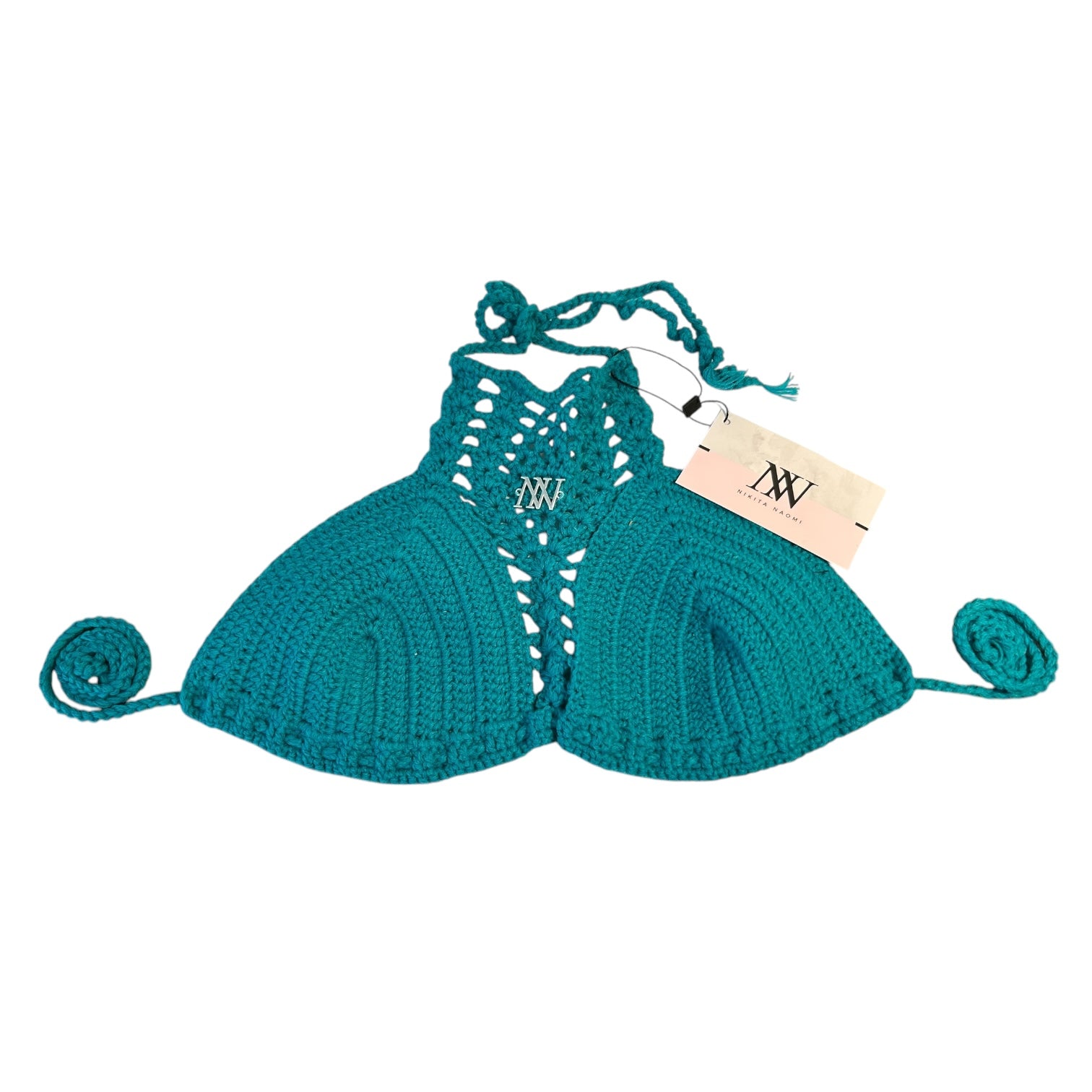 Teal Pineapple Halter Crochet Bikini Top by Nikita Naomi
