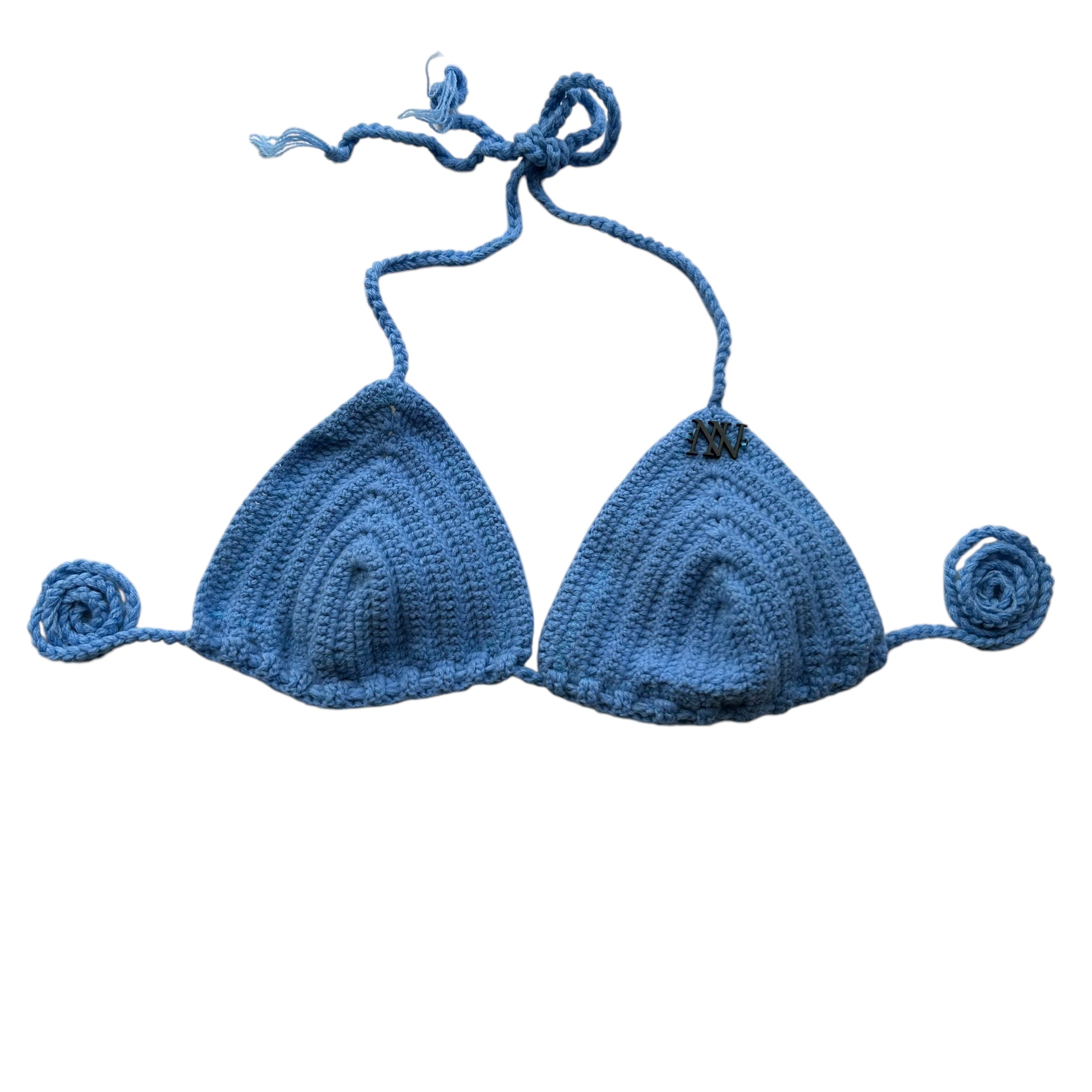 Blue Classic Handmade Crochet Bikini Top by Nikita Naomi