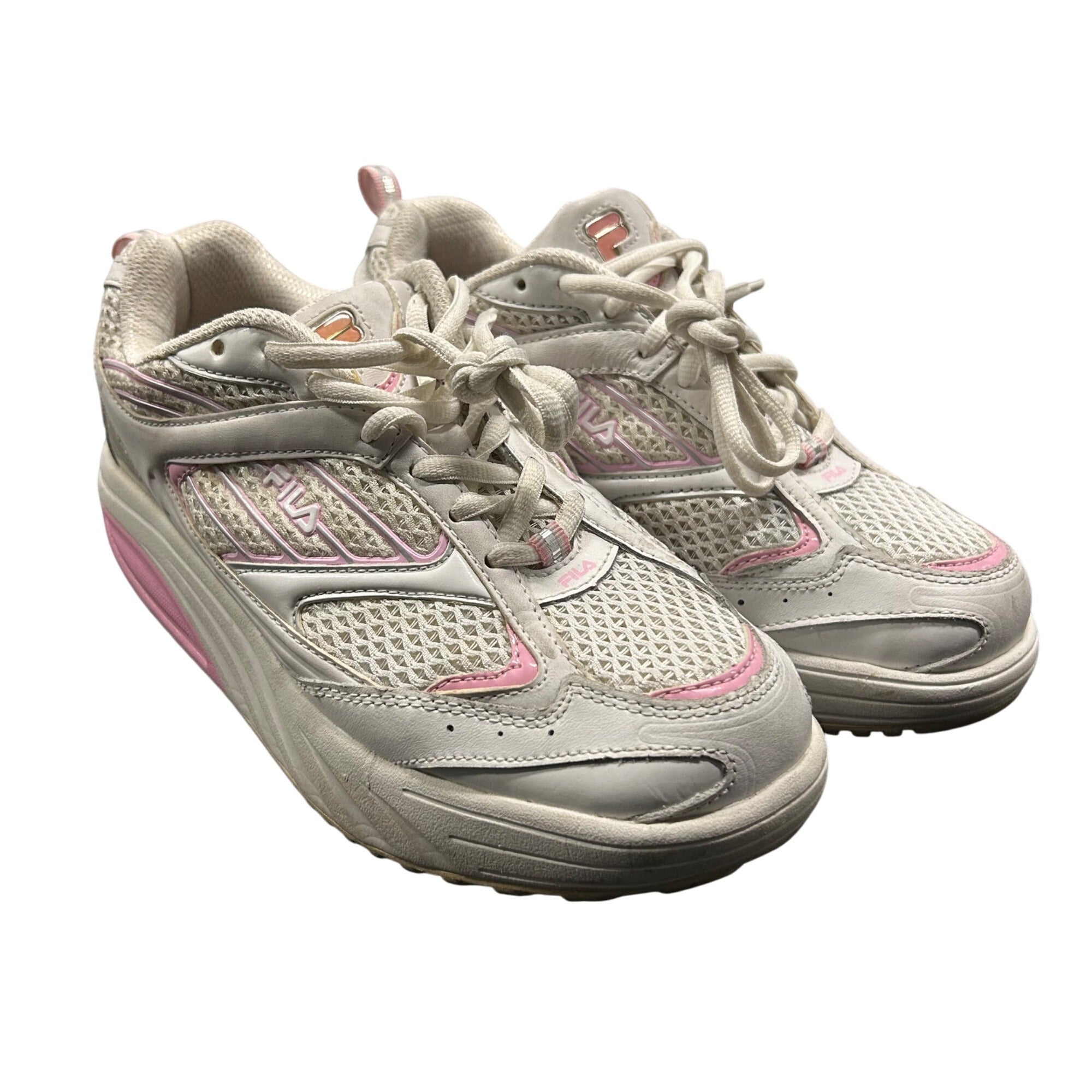 Fila Women's Athletic Running Shoes Pink & White Mesh & Leather Size 7.5