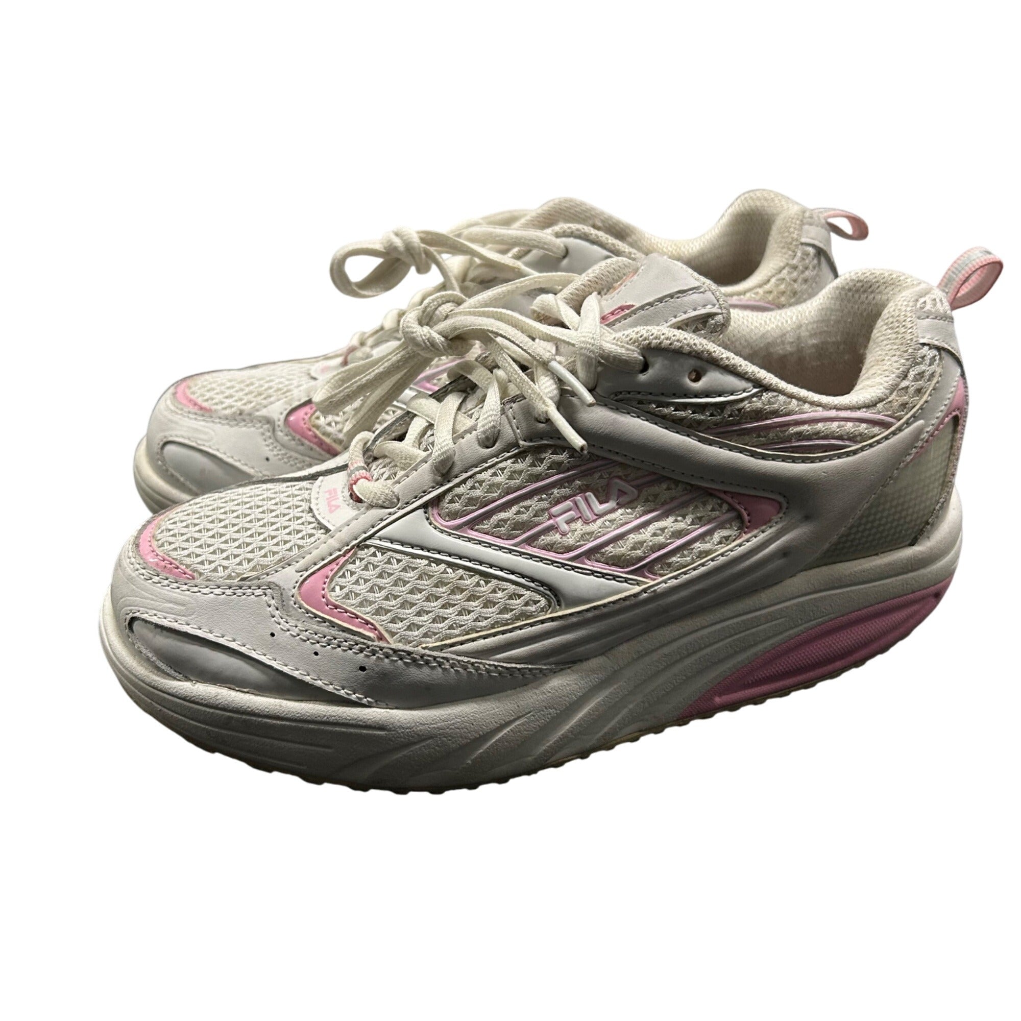 Fila Women's Athletic Running Shoes Pink & White Mesh & Leather Size 7.5