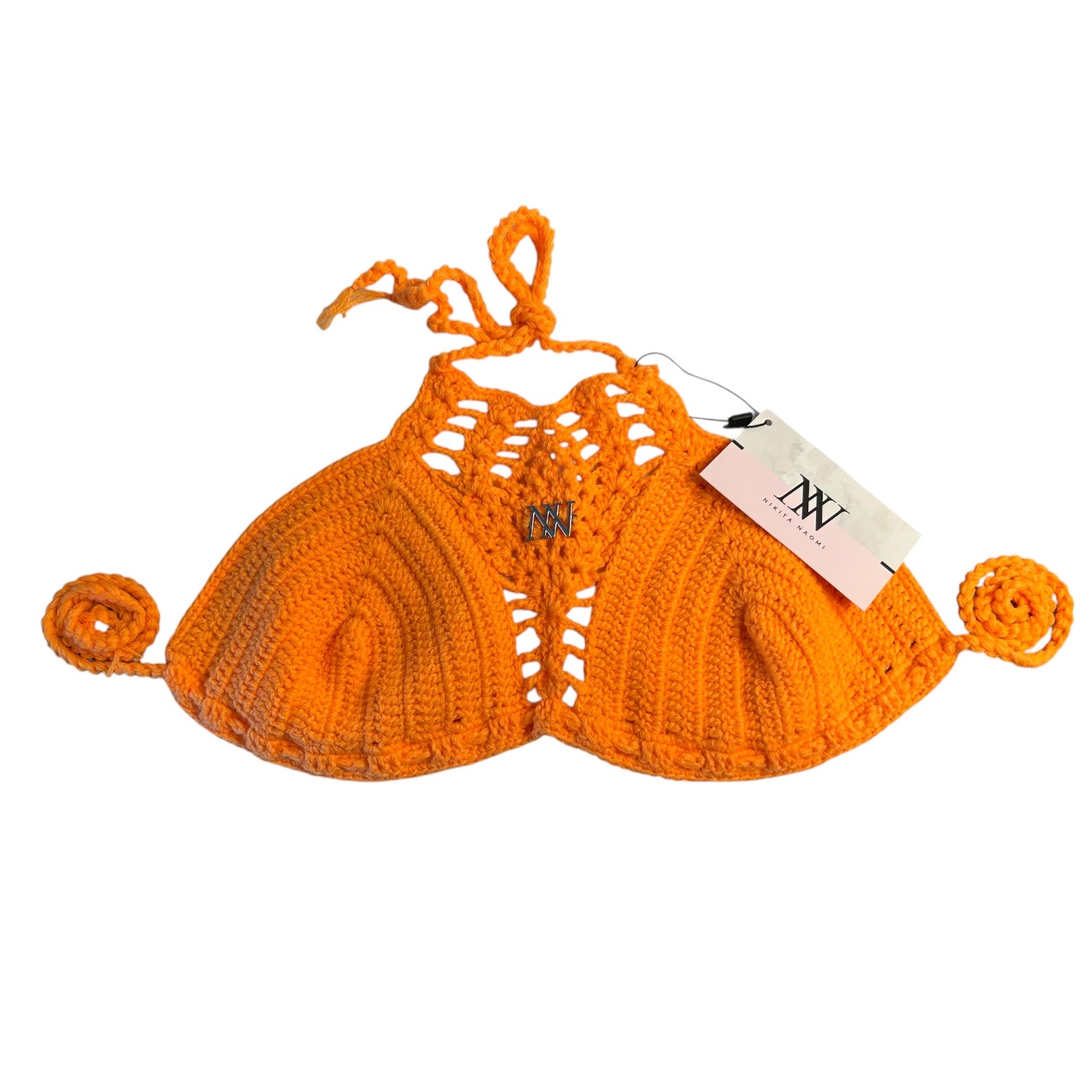 Orange Pineapple Halter Crochet Bikini Top by Nikita Naomi