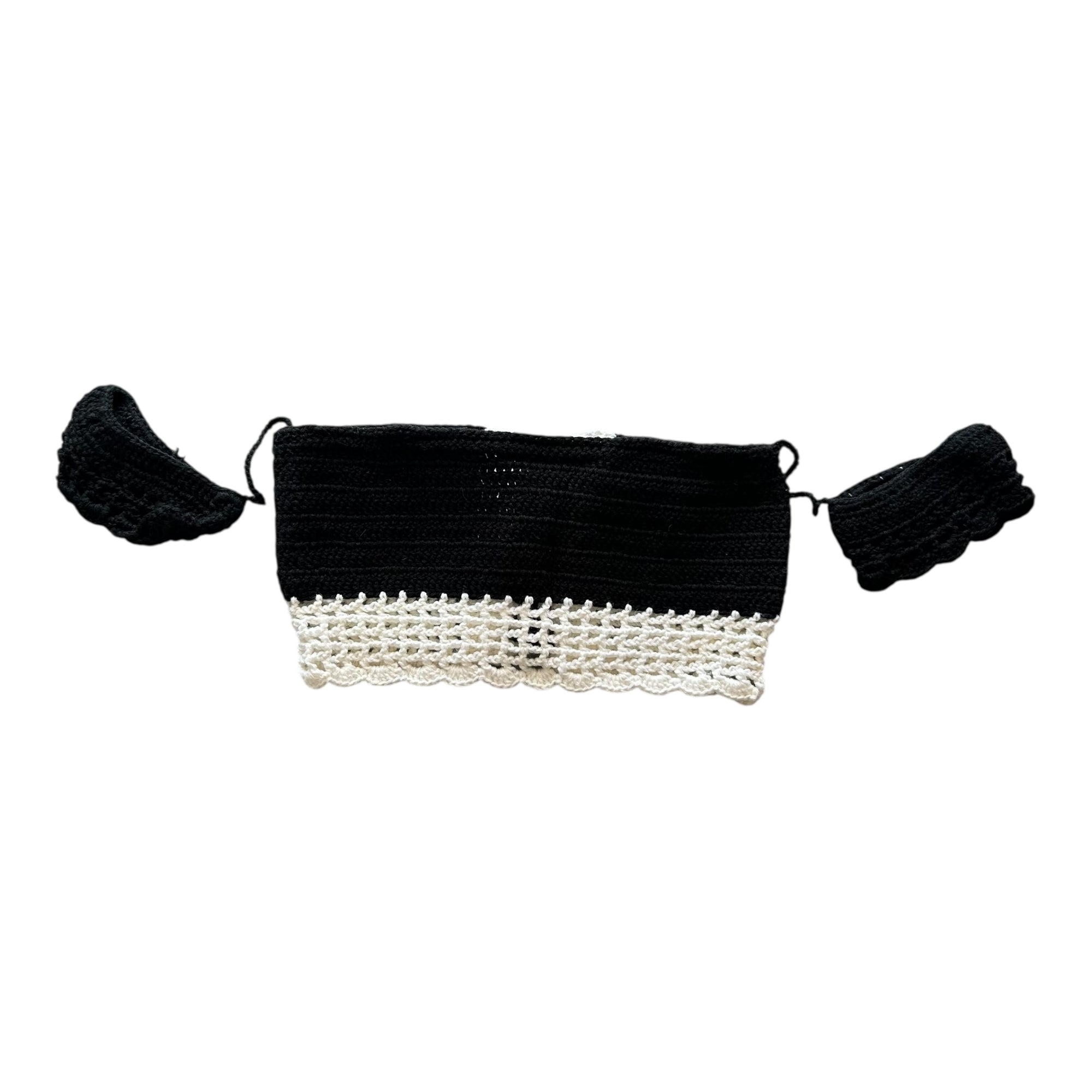 Black with White Off the Shoulder Crochet Crop Top by Nikita Naomi
