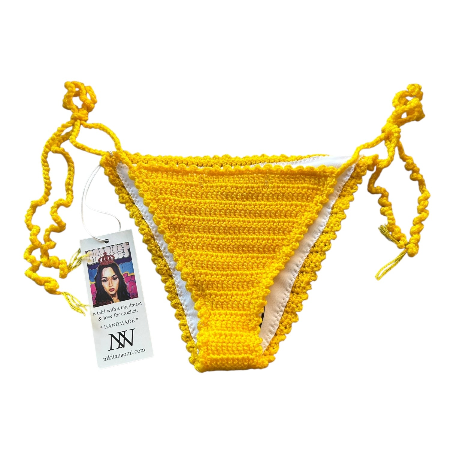 Yellow Wavy Edge Cheeky Crochet Bikini Bottom by Nikita Naomi