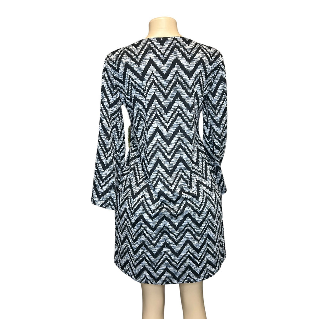 K-134 Emma & Michele Women's Size Medium Black Chevron Long Sleeve Dress