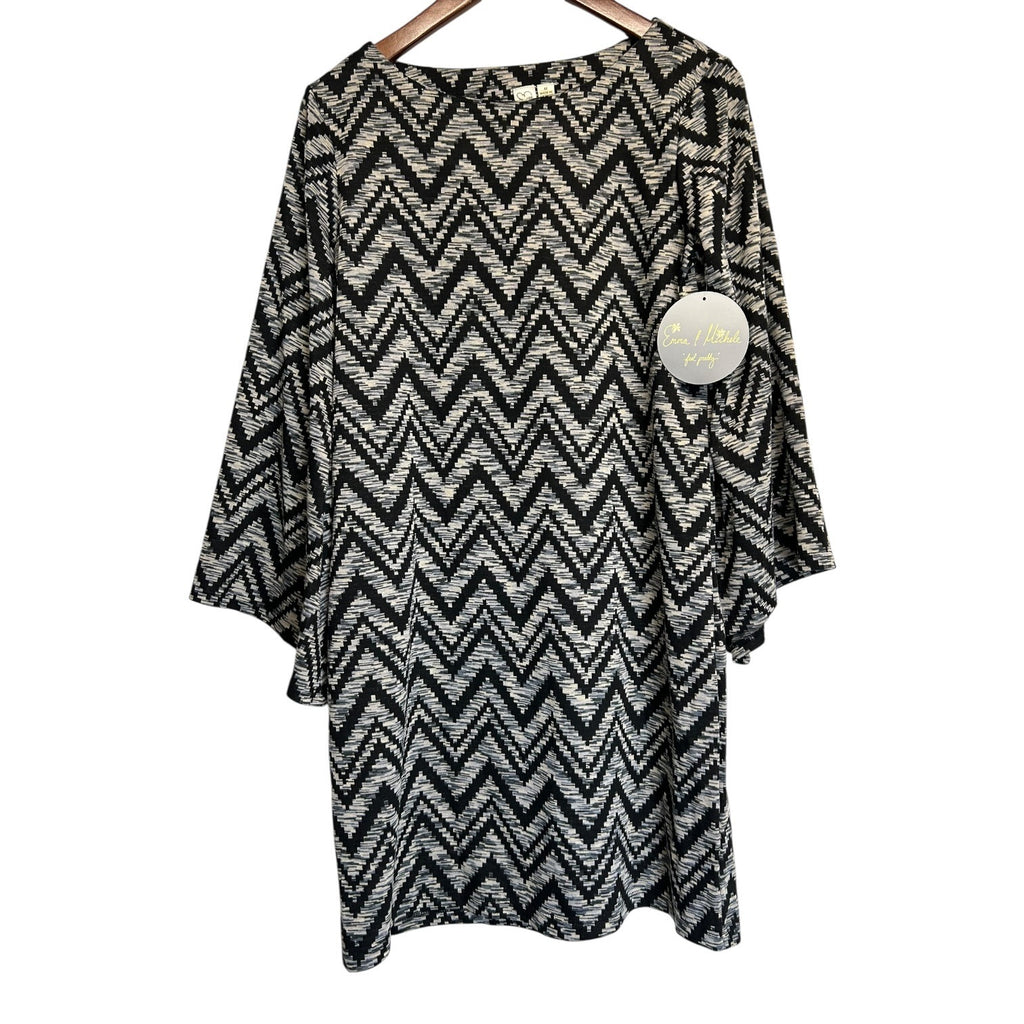 K-134 Emma & Michele Women's Size Medium Black Chevron Long Sleeve Dress