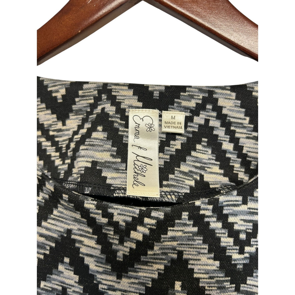 K-134 Emma & Michele Women's Size Medium Black Chevron Long Sleeve Dress