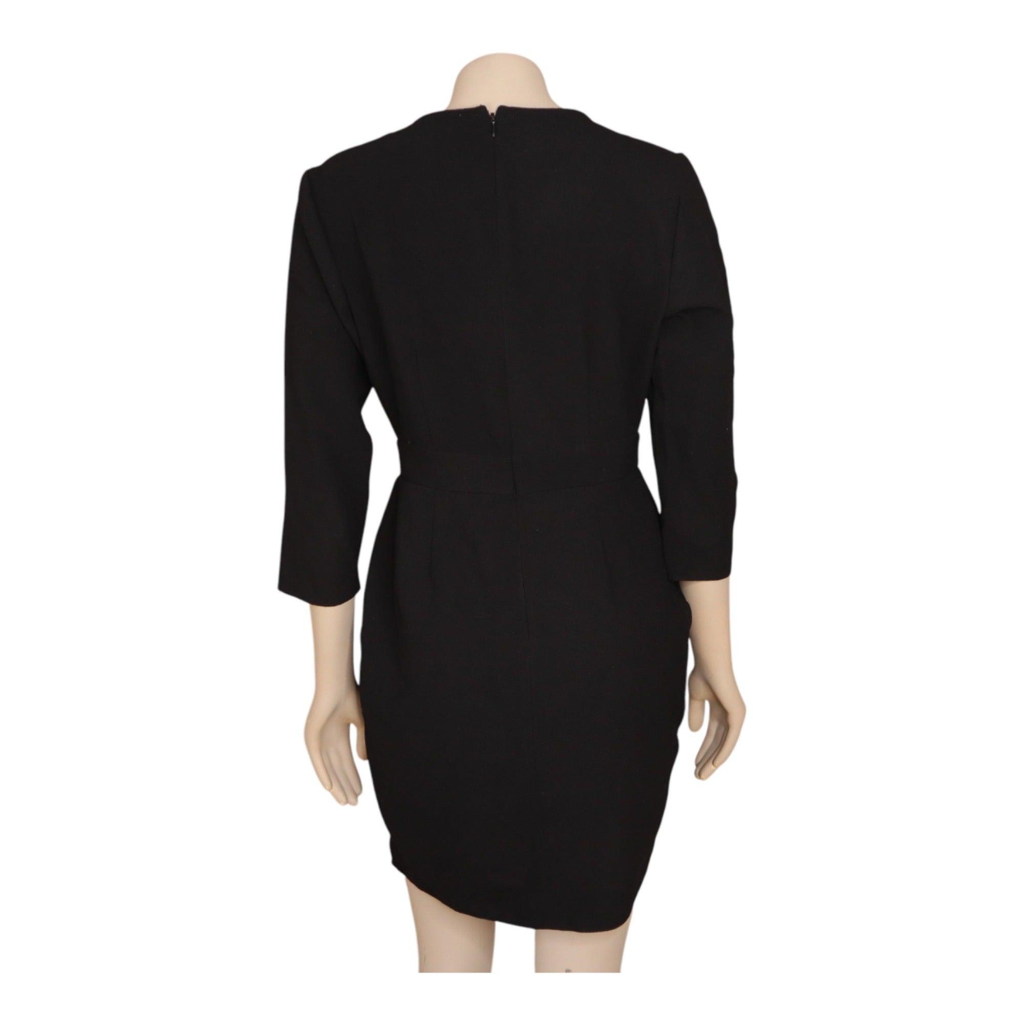 Asos Black Wrap Style Dress 3/4 Sleeves Tulip Hem Women’s US 6