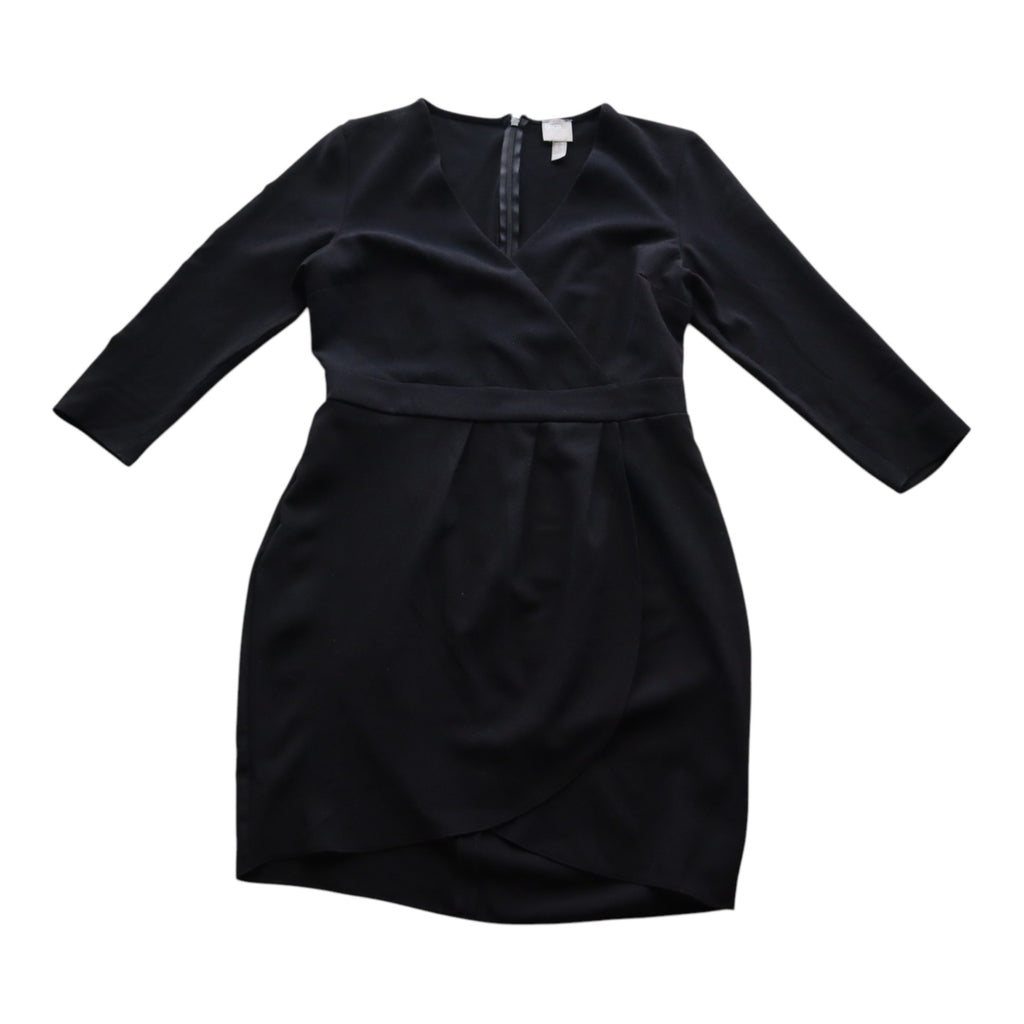 Asos Black Wrap Style Dress 3/4 Sleeves Tulip Hem Women’s US 6