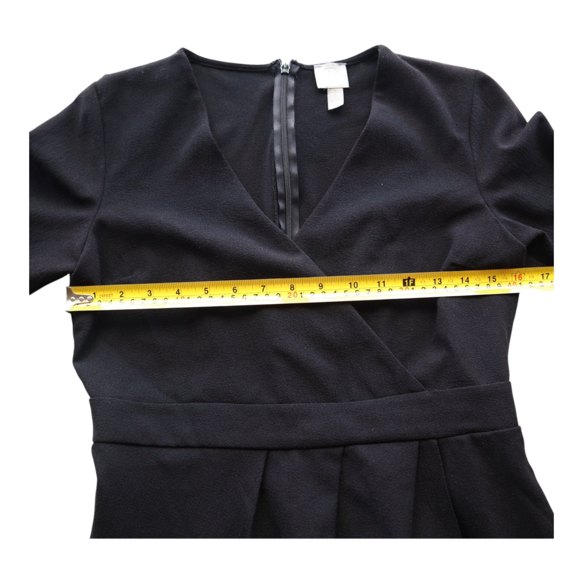 Asos Black Wrap Style Dress 3/4 Sleeves Tulip Hem Women’s US 6