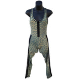 Handmade Brown Animal Print Spandex Jumpsuit Women's Size X-Small