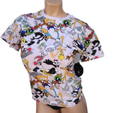 LOONEY TUNES Classic Cartoon Characters White Graphic T-Shirt Women's Small