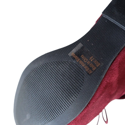 Wild Diva "Edith" Virgin Suede Wedge Booties, Oxblood Purple Size 7.5