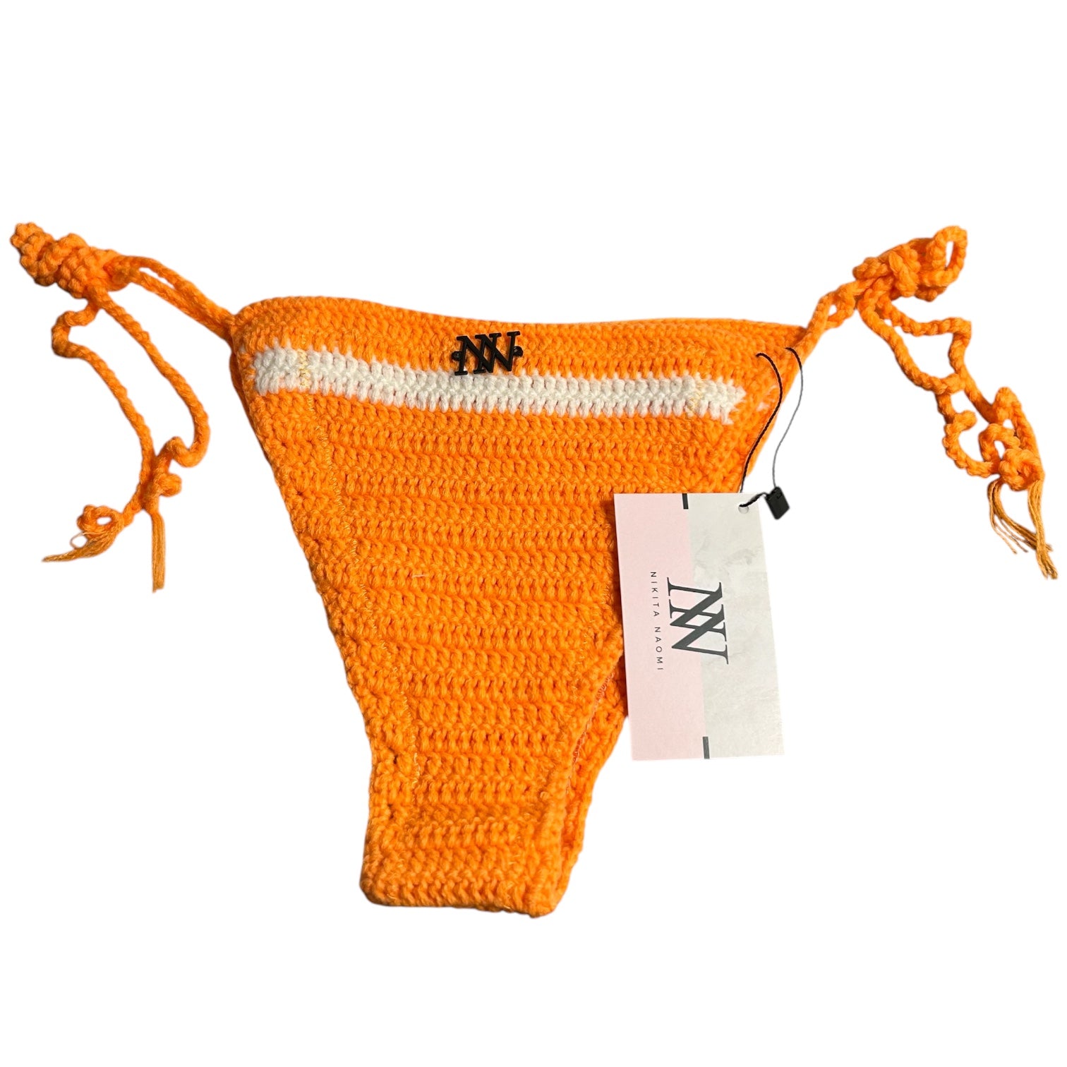 Orange and White Striped Crochet Bottom by Nikita Naomi