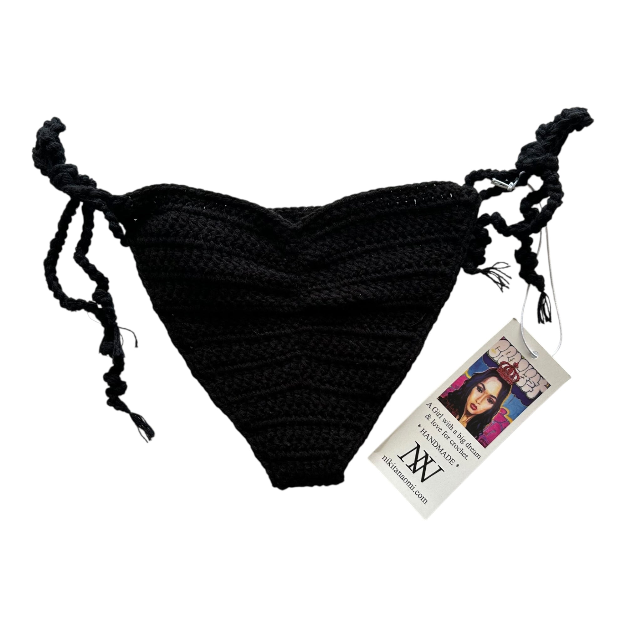 Black Nova Crochet Bikini Bottom by Nikita Naomi