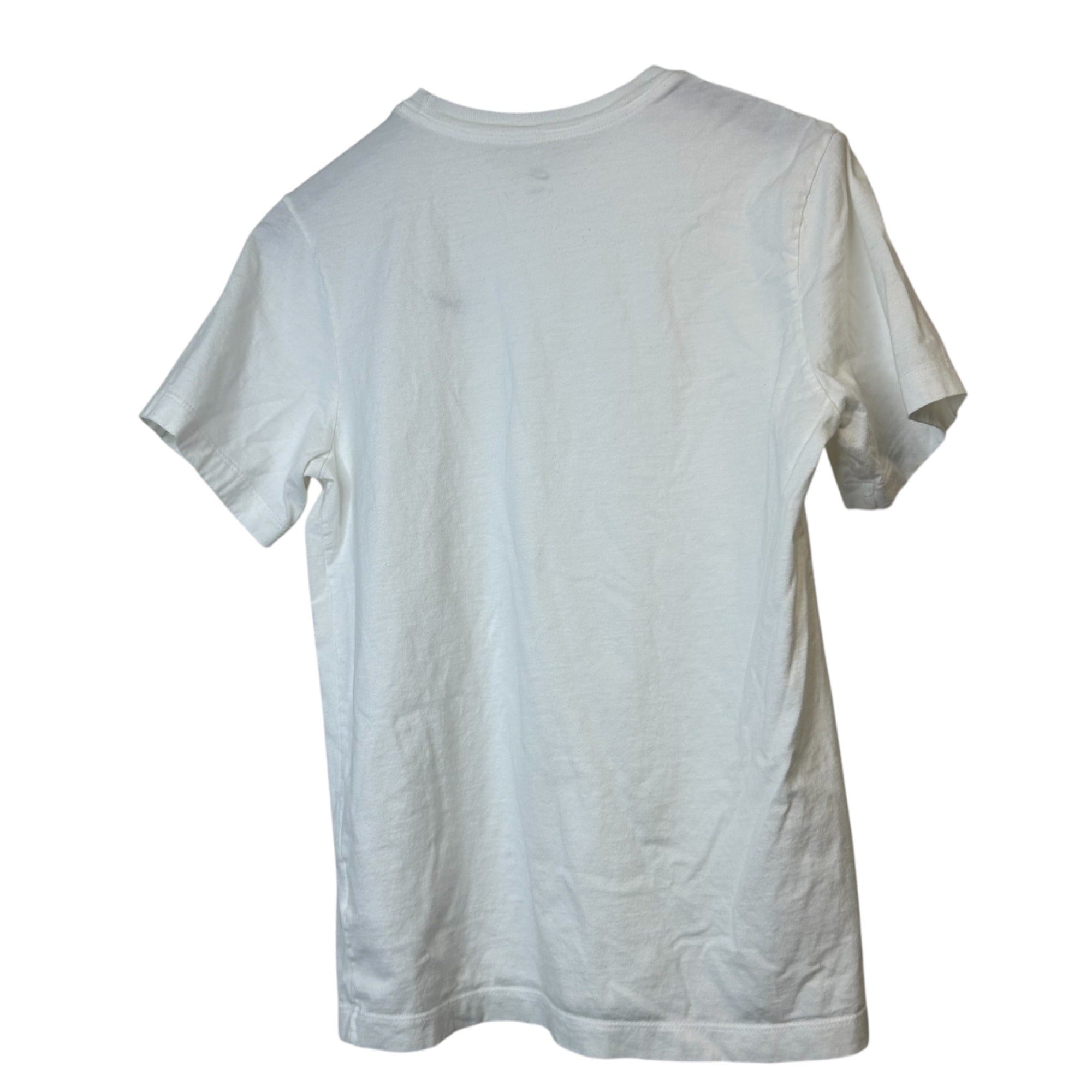 #862 Nike Size Small White Short Sleeves Cotton T-Shirt with Black Swoosh Logo