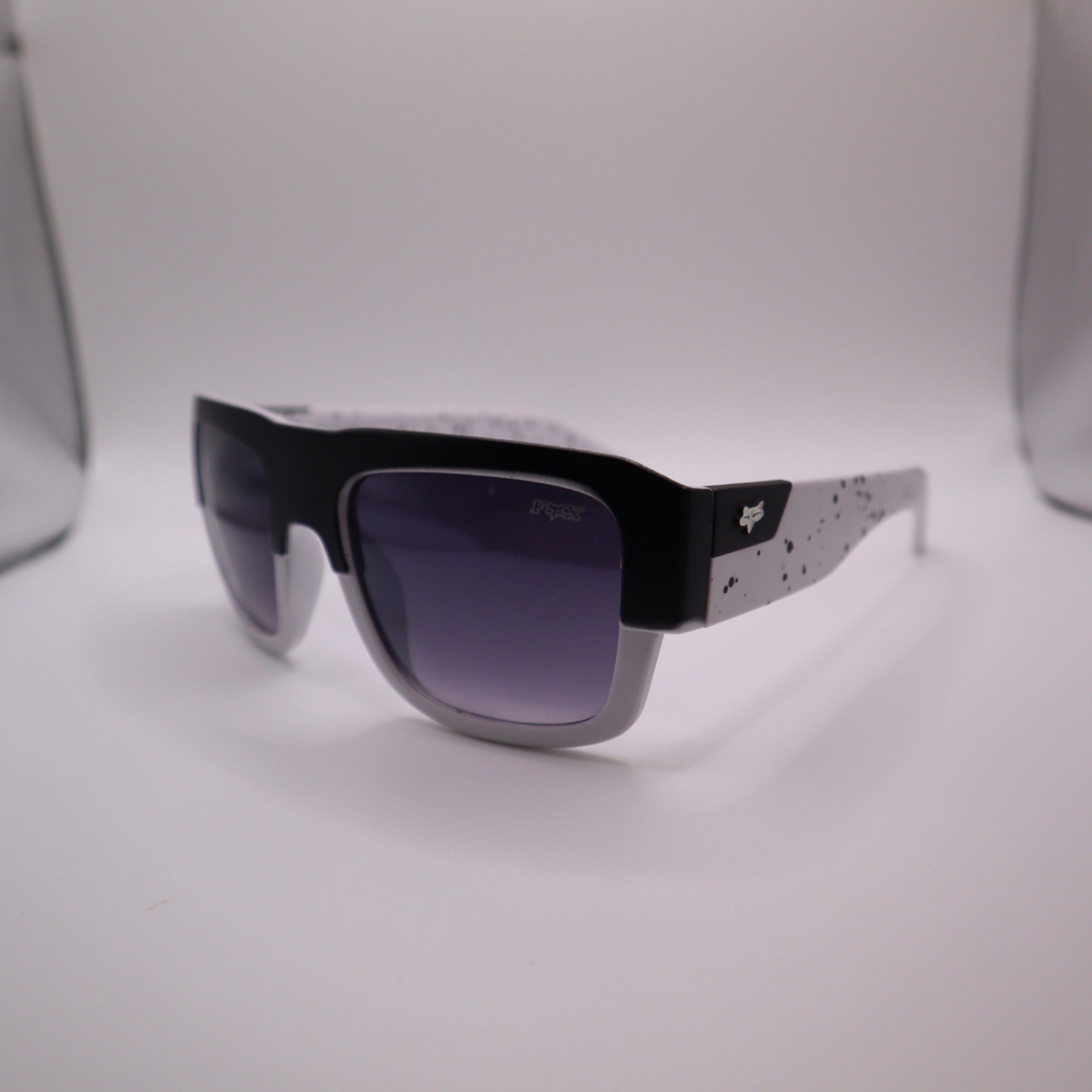 #1018 Fox The Decorum Black & White Speckled Sunglasses With Gradient Lenses