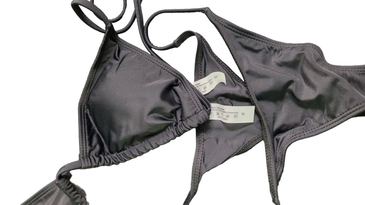 Black Triangle Tie Side Bikini Set Two Piece Swimsuit
