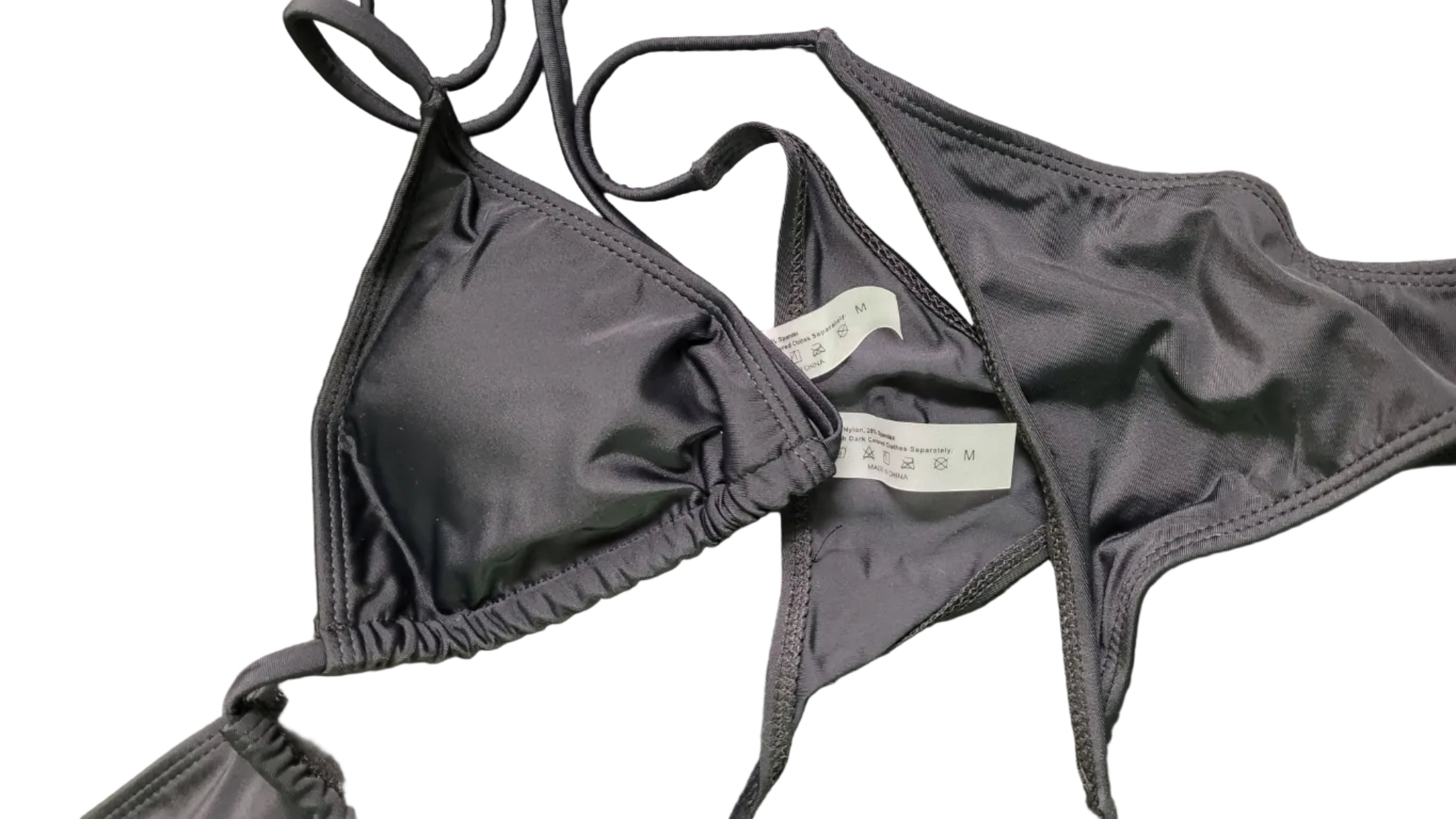 Black Triangle Tie Side Bikini Set Two Piece Swimsuit