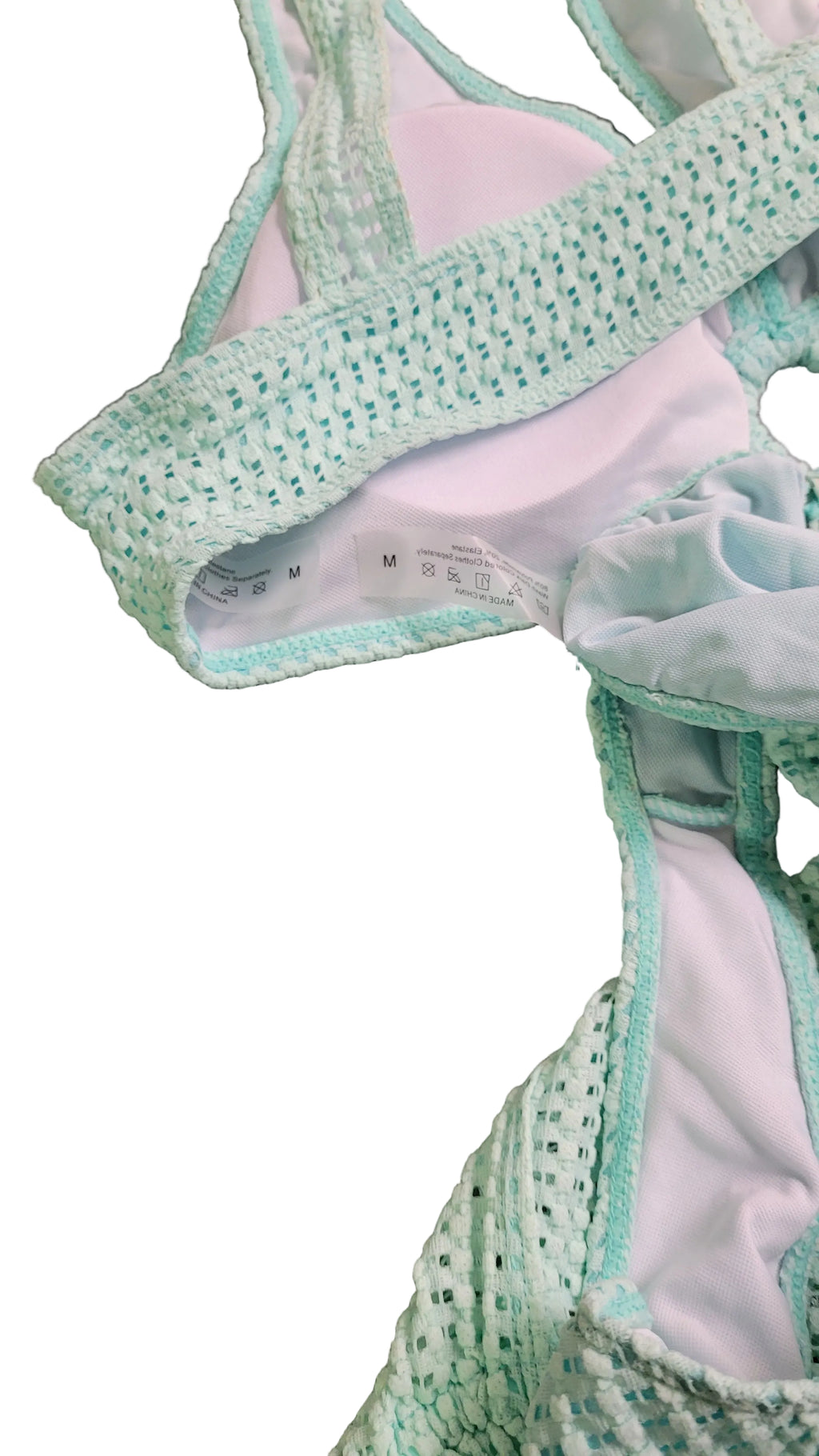 #1044 Mint Green Textured 3 Piece Bikini Set with Cover-Up Skirt Swimsuit