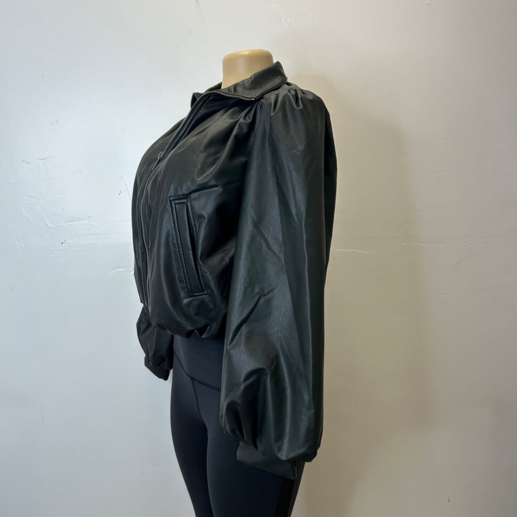 K-82 Universal Thread Women's Gathered Bomber Jacket Black Size XS