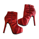 Wild Rose Bryna-03 Red Platform High Heel Booties Women's Size 6.5