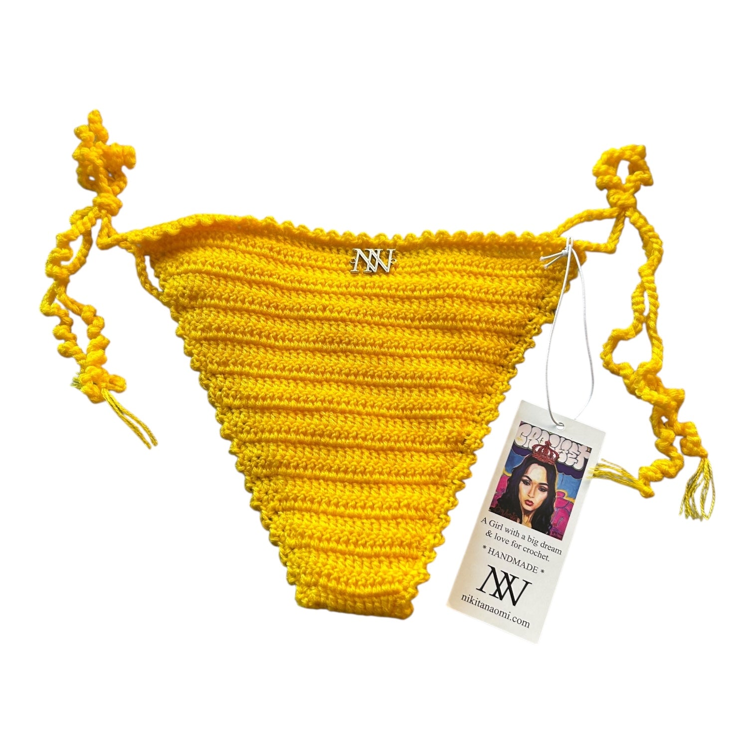 Yellow Wavy Edge Cheeky Crochet Bikini Bottom by Nikita Naomi