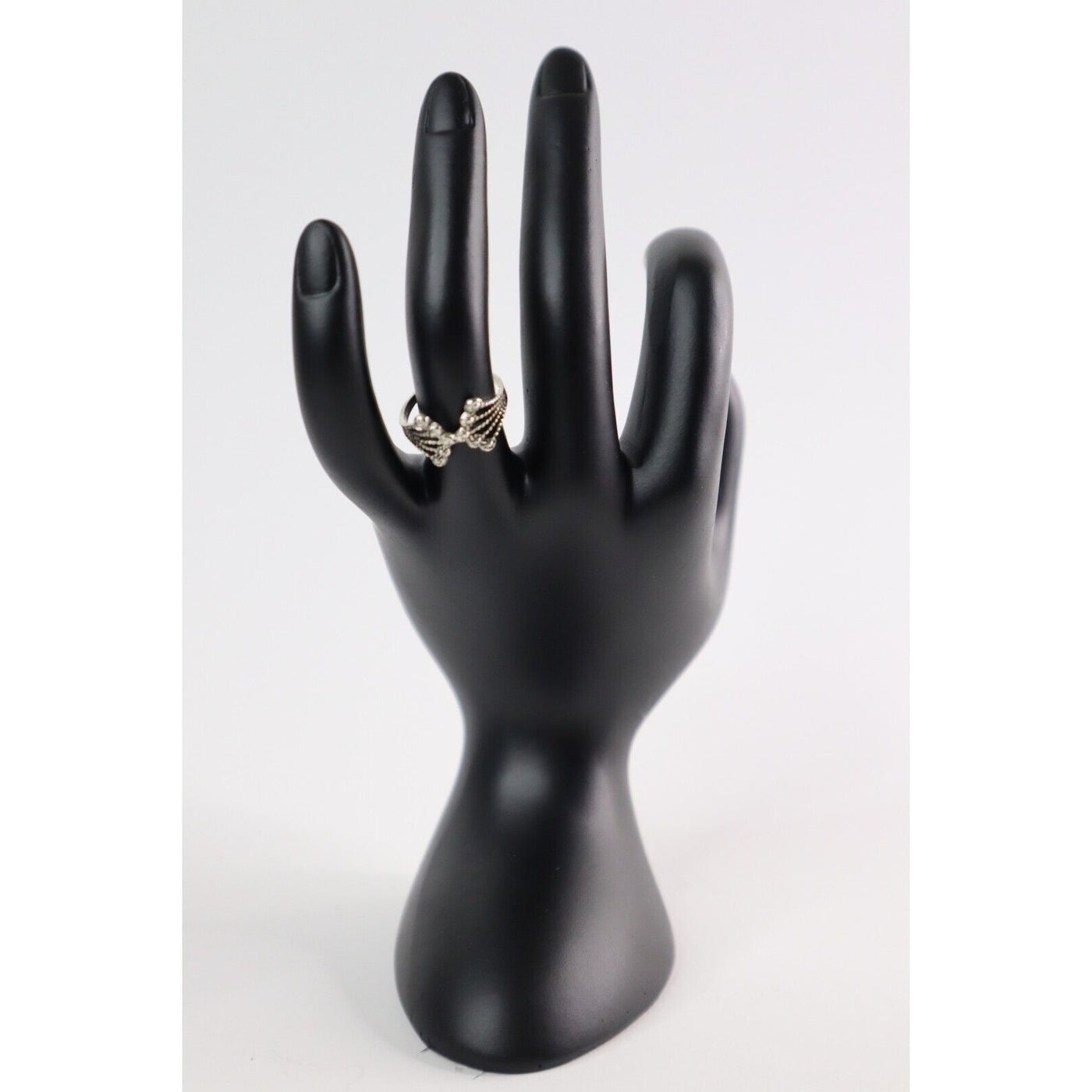 Stainless Steel Silver Tone Finger Ring Size 6 for Women's, Vintage Look
