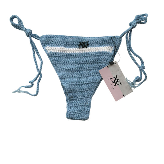 Sky Blue and White Striped Crochet Bikini Bottom by Nikita Naomi