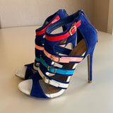 Alba Strappy High Heel Sandals Multicolor Buckle Design Size 6.5