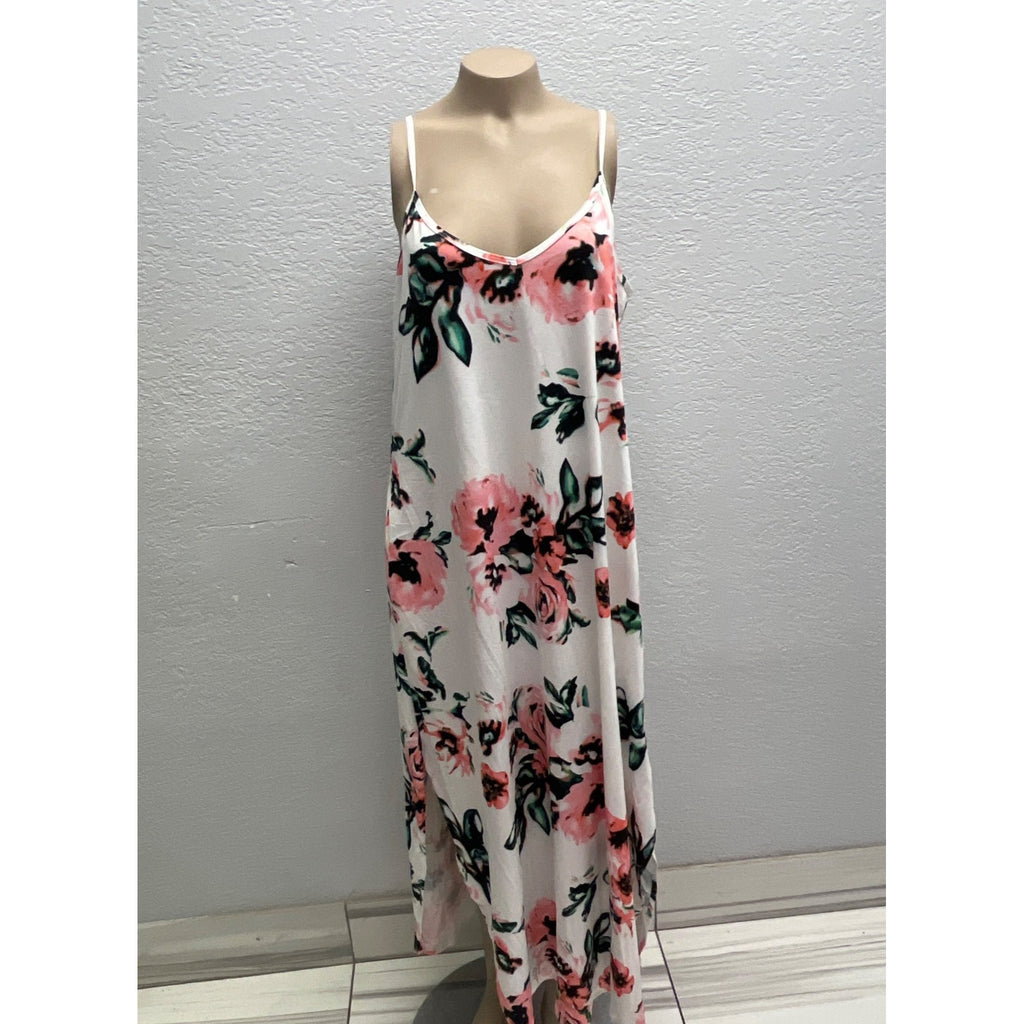 #1085 Husk Ary Size L Floral Maxi Dress with Spaghetti Straps Flowy Design