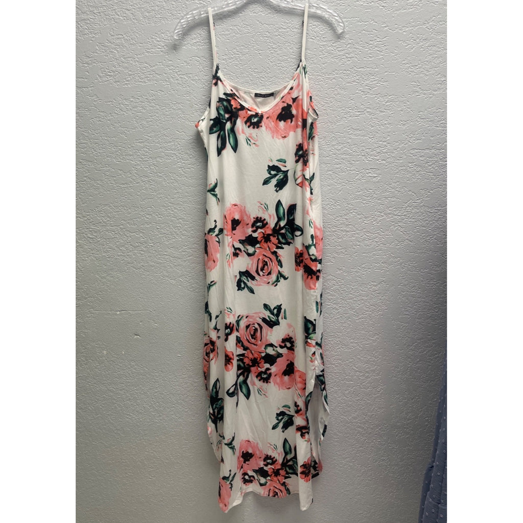 #1085 Husk Ary Size L Floral Maxi Dress with Spaghetti Straps Flowy Design