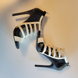 Women's Size 6.5 Black and White Peep Toe Stiletto Heels