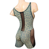 Handmade Brown Animal Print Spandex Jumpsuit Women's Size X-Small