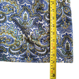 J. Crew Blue Paisley Pattern Sheath Dress Round Neck Cap Sleeves Women's Size 2