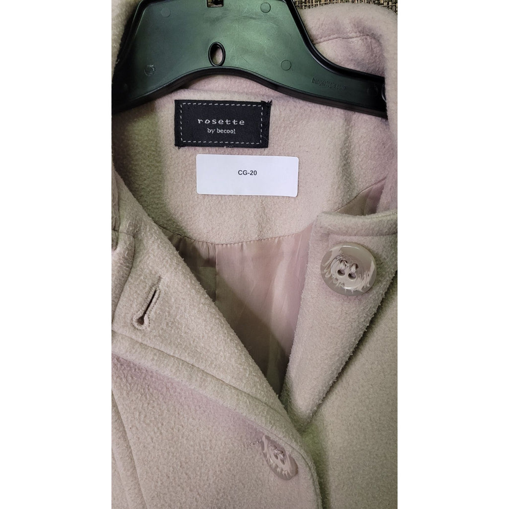 CG-20 Rosette By BeCool Women's Soft Beige Button-Front Peacoat Jacket Size Small