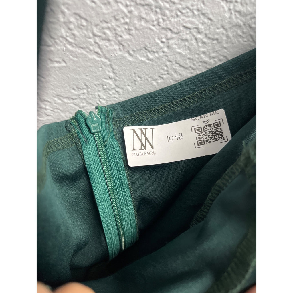 #1043 Dark Teal Halter Ruched Midi Dress