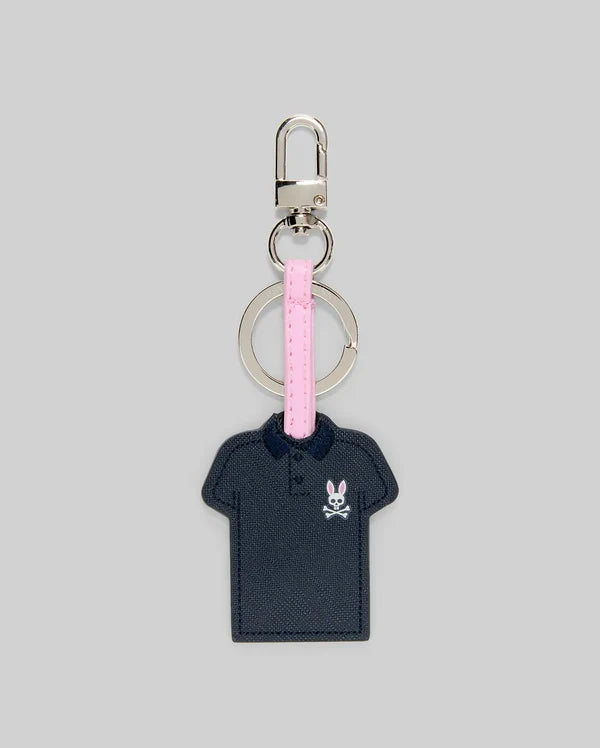 Psycho Bunny Iconic Polo Keychain with Pink Strap